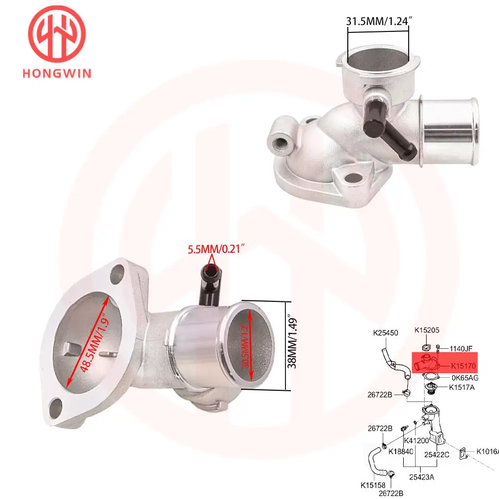 Carcasa termostato refrigerante 25560-4X110 – Hyundai Terracan - imagen 2