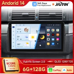 JIUYIN Radio 2 DIN Android 14 con CarPlay para BMW E46 1998-2006