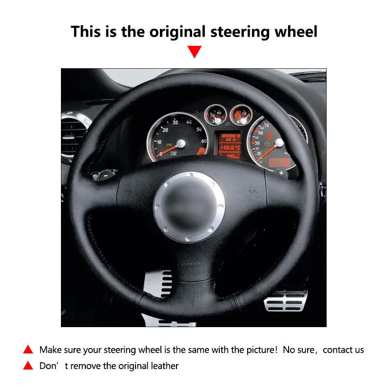 Funda de volante Audi A3/A4/TT de cuero perforado cosida a mano - imagen 5