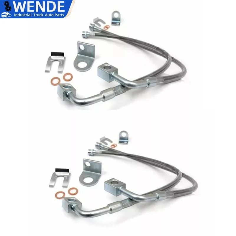 89716 líneas de freno delanteras y traseras SS reemplazo de líneas de freno inoxidable para Jeep JK Wrangler 2007-2018 elevación de 4 pulgadas-6 pulgadas - imagen 2