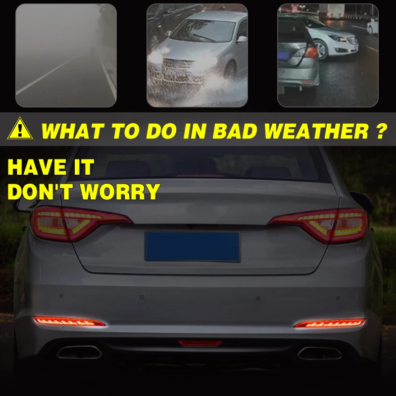 Luz LED Reflectora de parachoques trasero para coche, luz antiniebla con señal de giro para Hyundai Sonata 9th 2015 2016 2017 - imagen 2