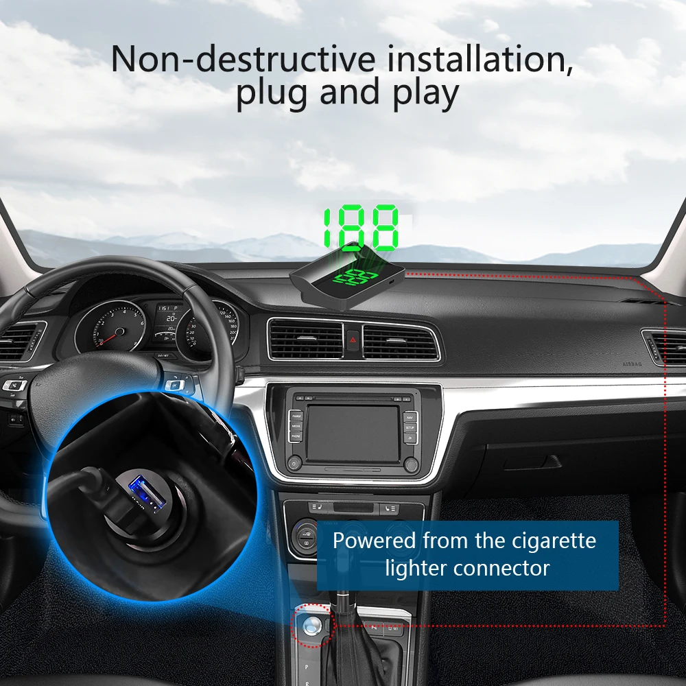 Pantalla HUD GPS para parabrisas, velocímetro LED universal - imagen 2