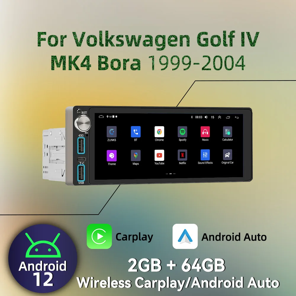Autoradio Android con CarPlay GPS VW Golf IV y Bora 1999-2004