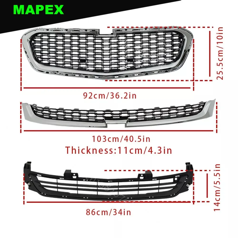 Parrilla delantera Chevrolet Malibu 2014-2016 superior e inferior - imagen 3