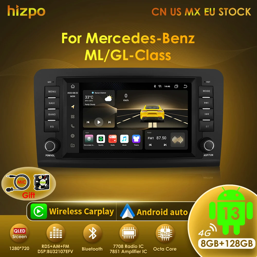 Autoradio Android Hizpo 8 pulgadas GPS Carplay DSP – Mercedes Clase M W164