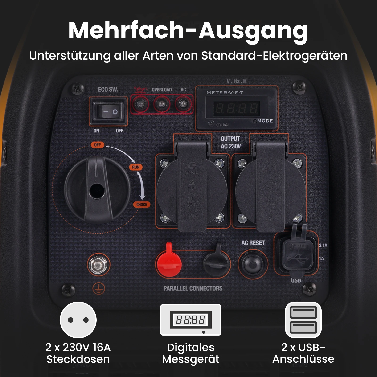 Generador portátil 2300W MAXPEEDINGRODS con medidor digital - imagen 4
