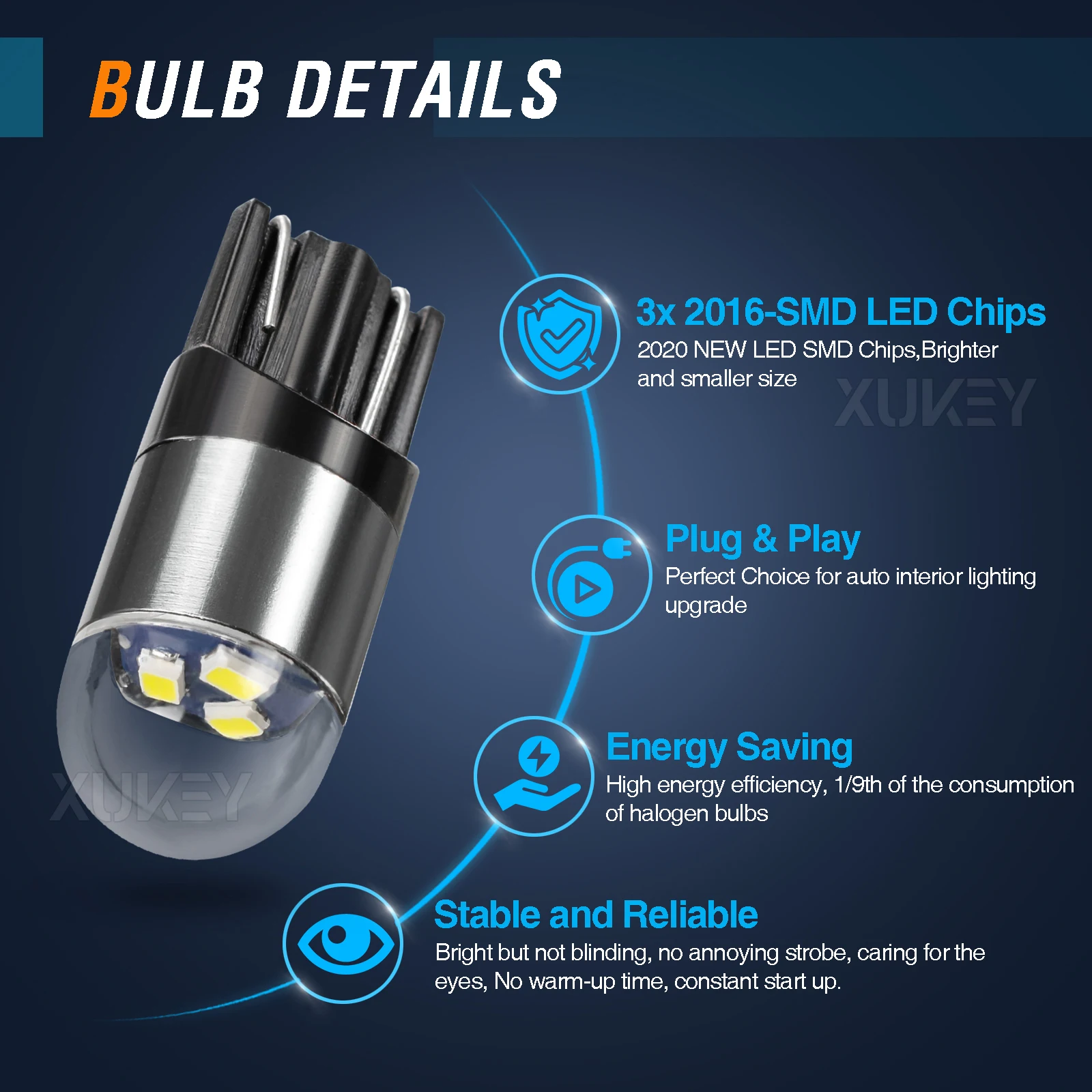 Bombilla interior coche W5W blanco 12V – luz techo y matrícula - imagen 5