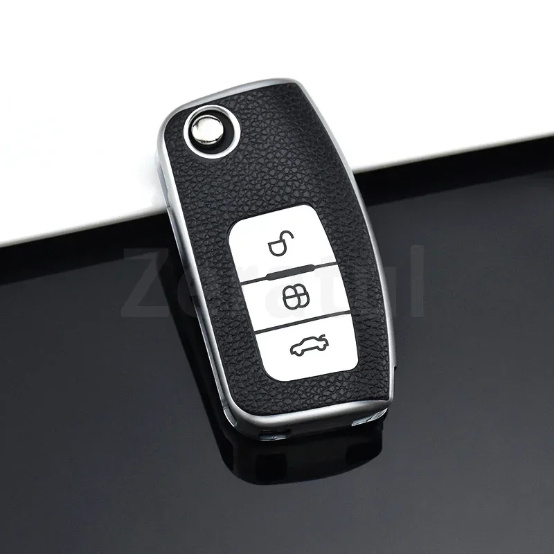 Protector funda cuero con tapa para llave Ford Fiesta Focus - imagen 3