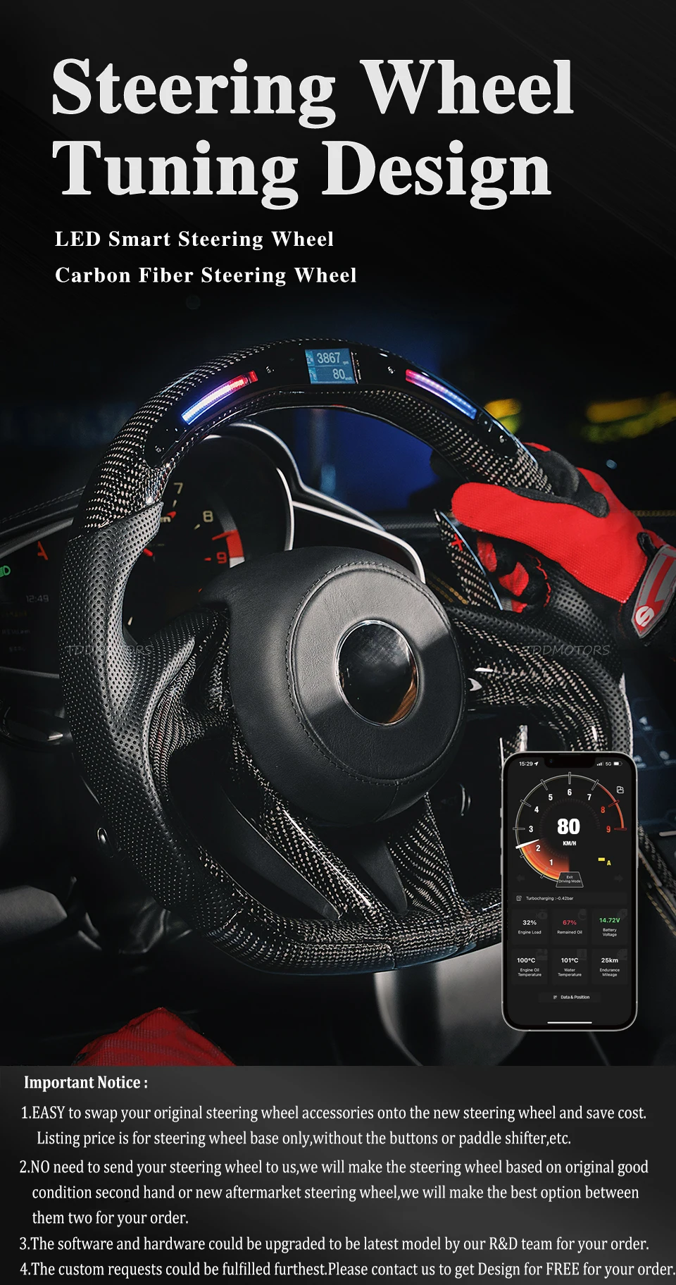 Detalles del volante LED Smart Galaxy Pro