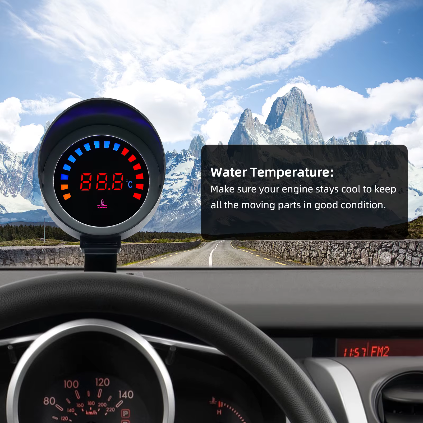 Medidor temperatura agua digital LCD 12-24V con sensor 10mm - imagen 2