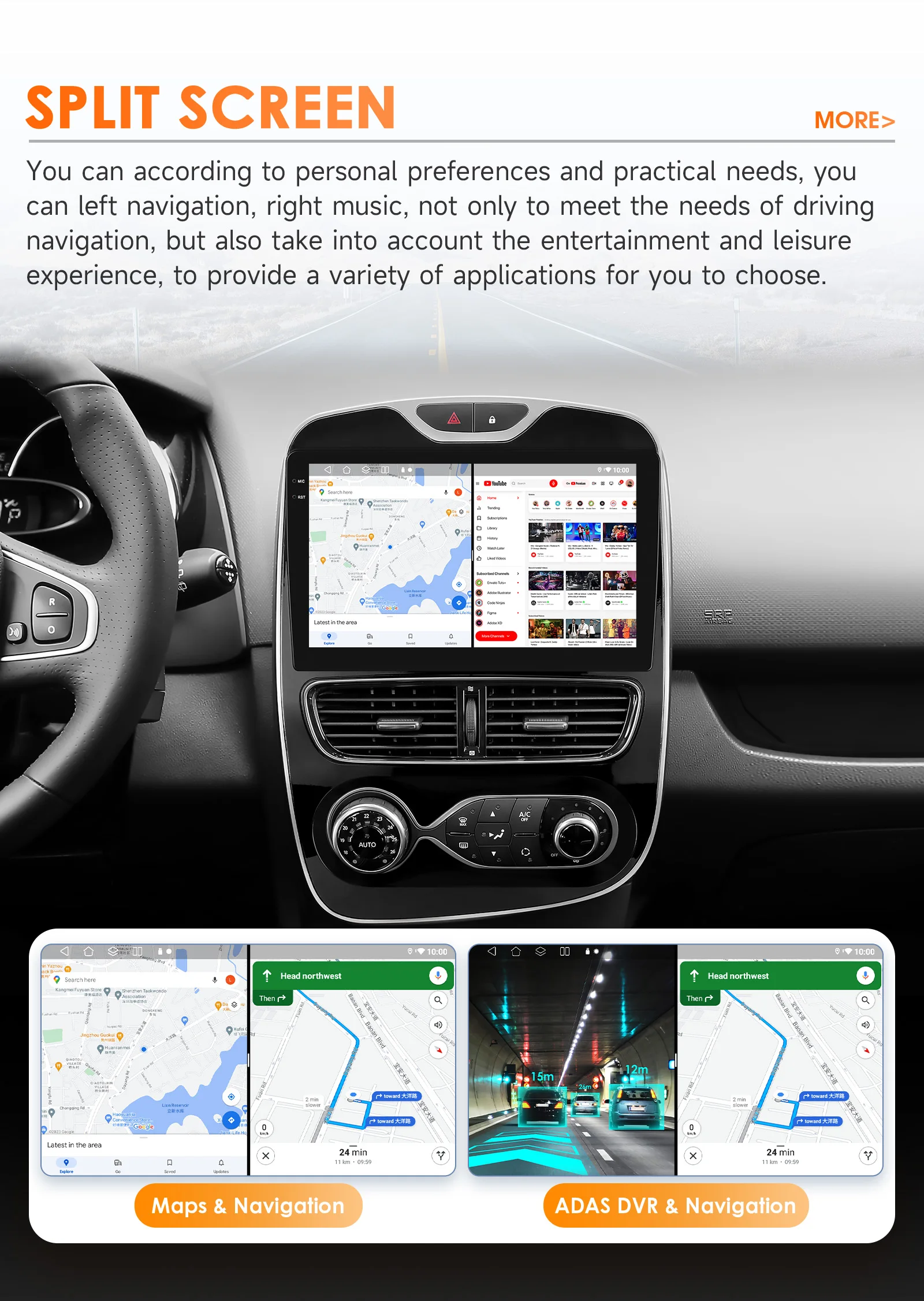 Autoradio 2DIN Android Auto CarPlay Renault Clio 2012-2016 GPS Bluetooth - imagen 3