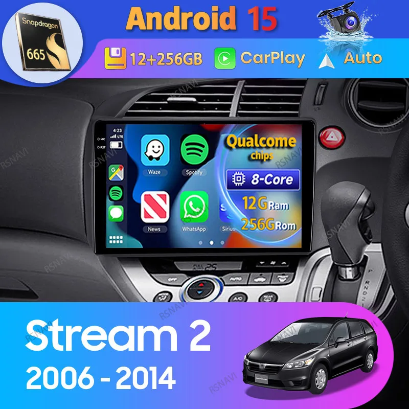 Radio Android 2 DIN con CarPlay para Honda Stream 2006-2014
