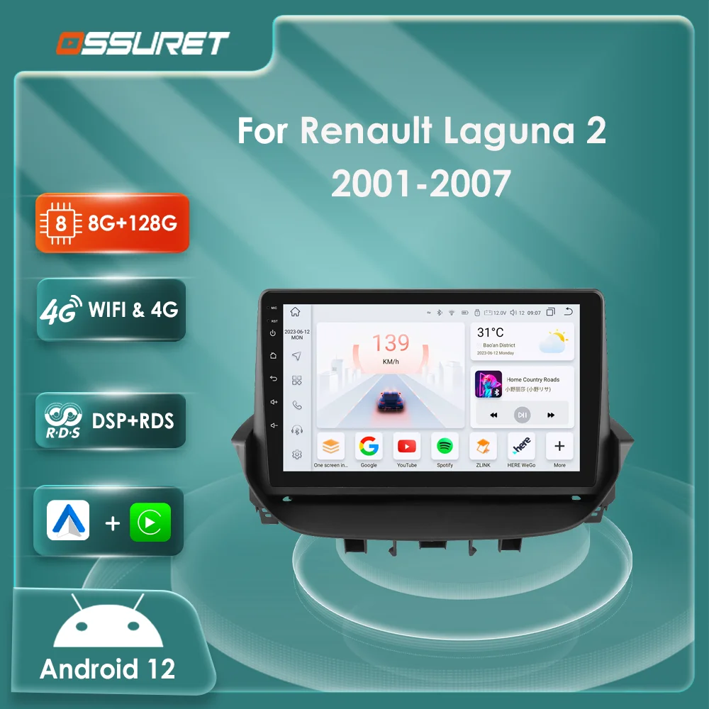 Radio Android 14 con CarPlay y Android Auto para Renault Laguna II