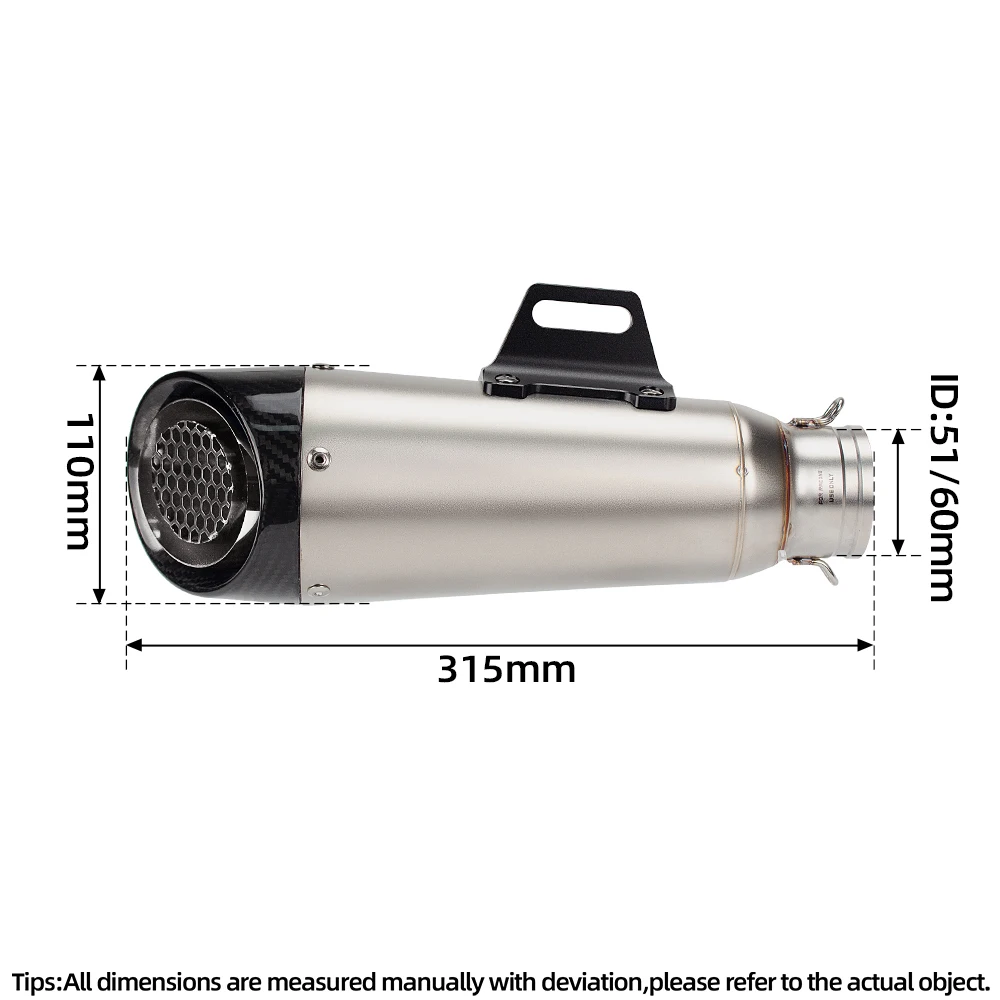 Tubo silenciador de escape Universal para motocicleta, proyecto de tres capas de 51MM y 60MM con DB Killer para VSTROM650 FZ07 DUKE250 450SR 800NK R3 - imagen 2