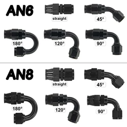 Adaptador extremo manguera PTFE AN6 AN8 reutilizable giratorio 0-180°