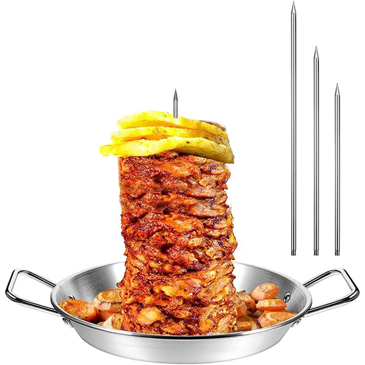 Brocheta brasileña acero inoxidable con soporte extraíble para barbacoa