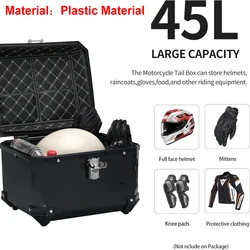Maletero superior impermeable con cerradura y antichoques para moto