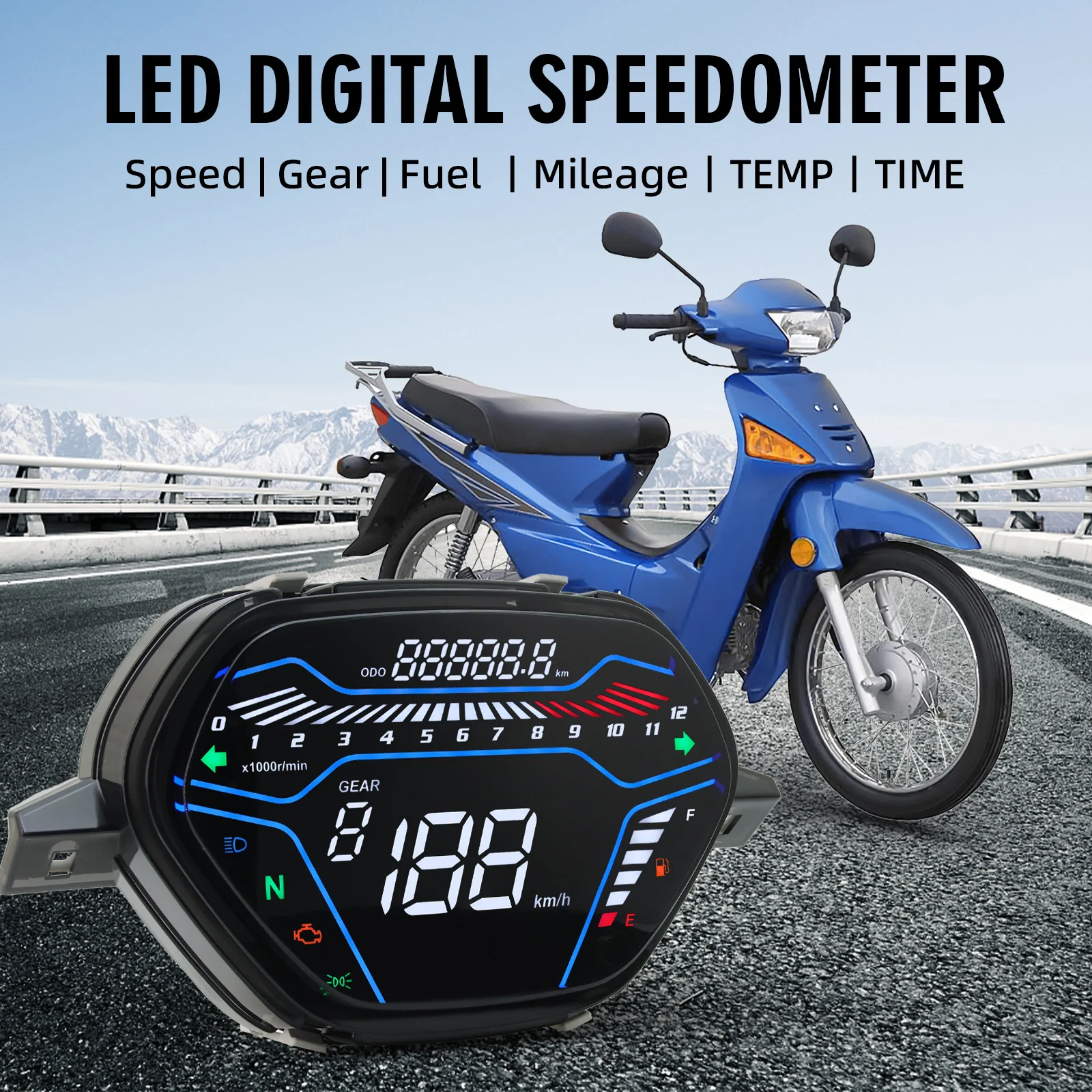 Velocímetro digital con retroiluminación blanca Honda Wave C100 - imagen 2