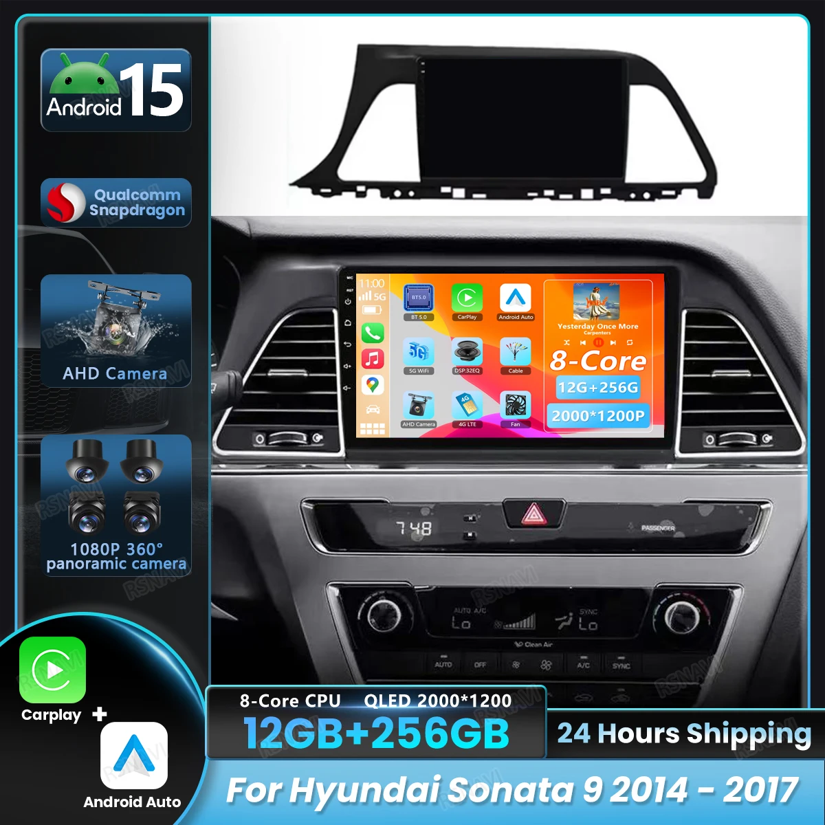 Radio multimedia Android 15 con CarPlay – Hyundai Sonata VII LF 2014-2017