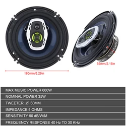 Altavoces para coche 6,5 pulgadas 2 vías HiFi con instalación no destructiva