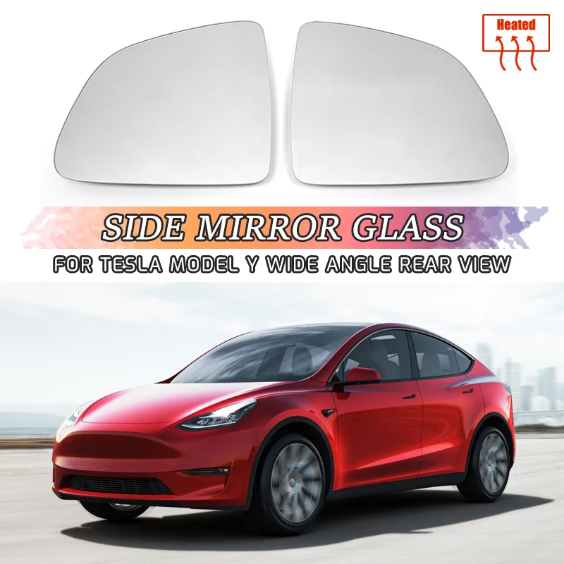 Real 1000R 1 par de lentes de cristal para espejo retrovisor lateral para Tesla Model Y 2019 2020 2021 vista panorámica antideslumbrante modelo ala