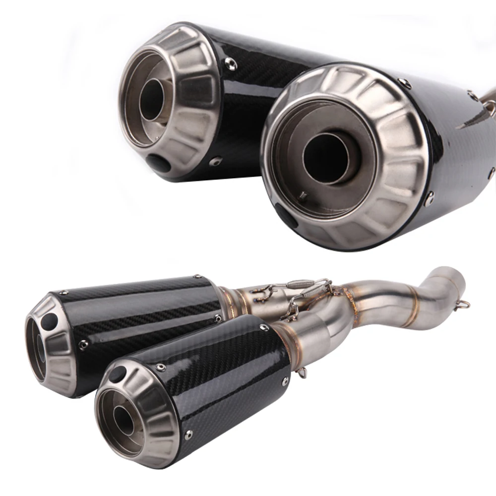 Tubo de escape Universal de fibra de carbono para motocicleta, silenciador de doble orificio, 51MM, para Ducati SCRAMBLER800 Ducati800 - imagen 5