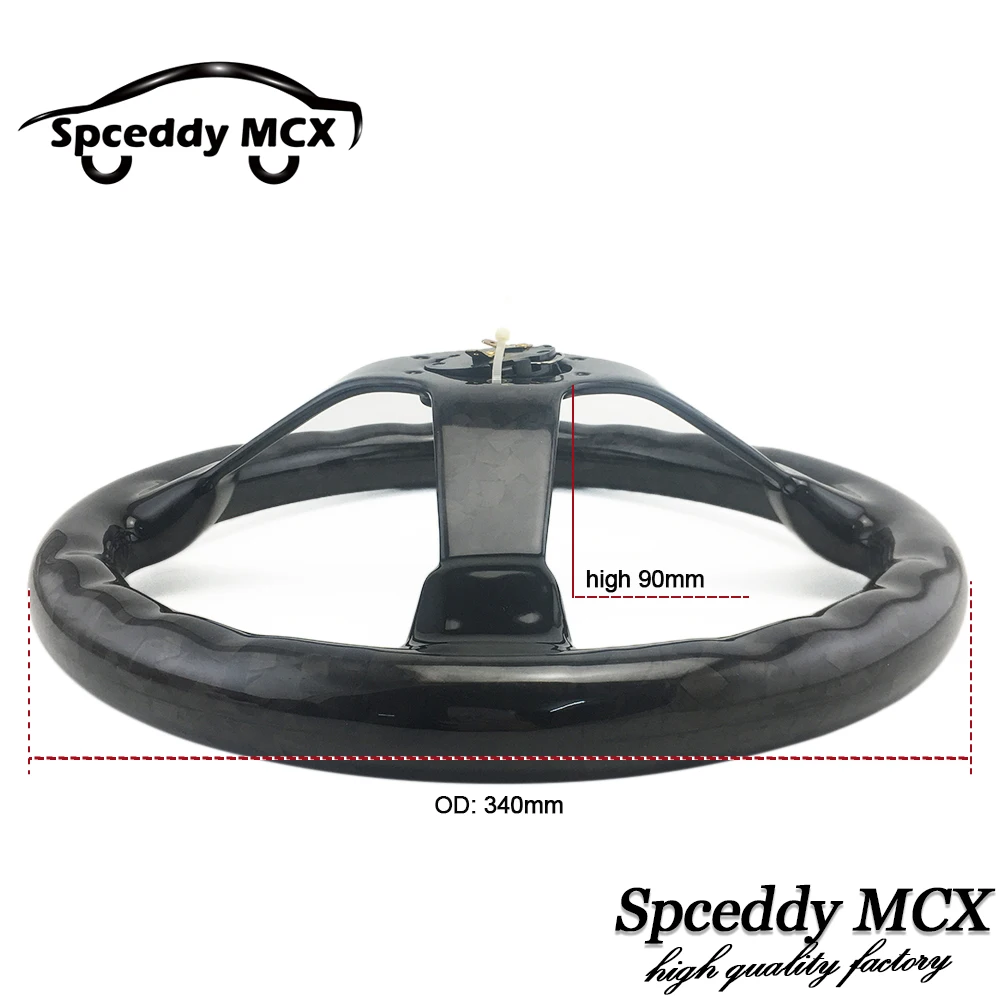 Volante Fibra Carbono 350mm Fondo Plano Deportivo – Negro Brillo - imagen 2