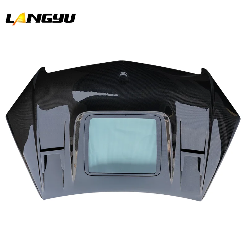 Langyu 08-11 accesorios de coche cubierta de motor transparente de fibra de carbono para mercedes-benz Clase C W204 C63 AMG capó de motor - imagen 4