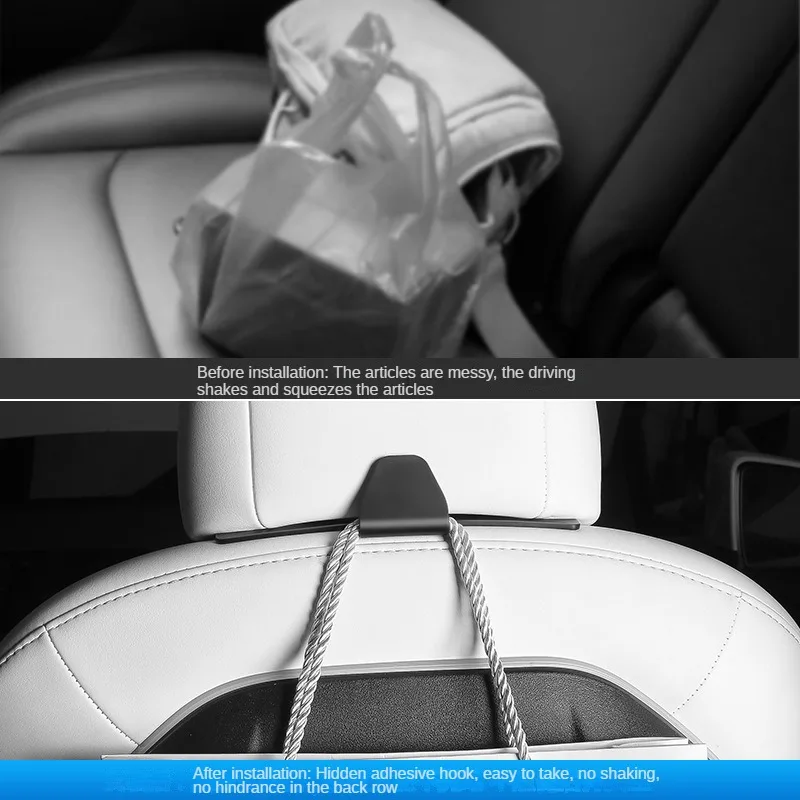 Gancho trasero para asiento de coche Tesla Model 3 Y 2023, bolsa para reposacabezas, organizador, soporte para colgar, almacenamiento, accesorios de Interior de coche - imagen 5