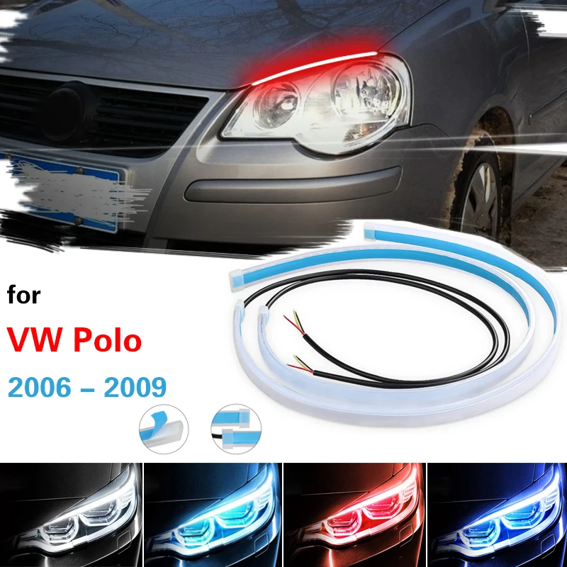 Luz diurna LED DRL para VW Polo 2006-2009 con intermitente amarillo