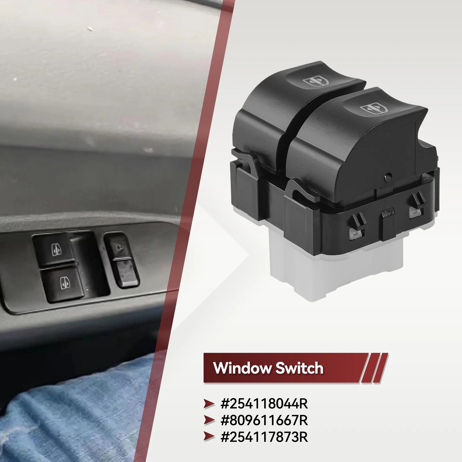 254118044 Botón de interruptor de Control principal de ventanilla eléctrica doble R para Renault Kangoo Trafic Clio MK IV Dacia Lodgy Dokker 254117873 R. - imagen 2