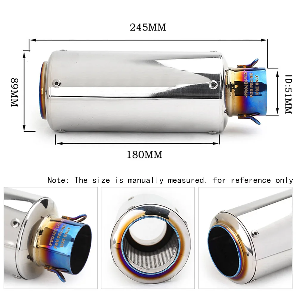 Tubo de escape modificado para motocicleta, silenciador medio azul brillante de acero inoxidable Universal 51mm 60mm para ADV150 PCX125 R15 MT03 Z250 - imagen 2