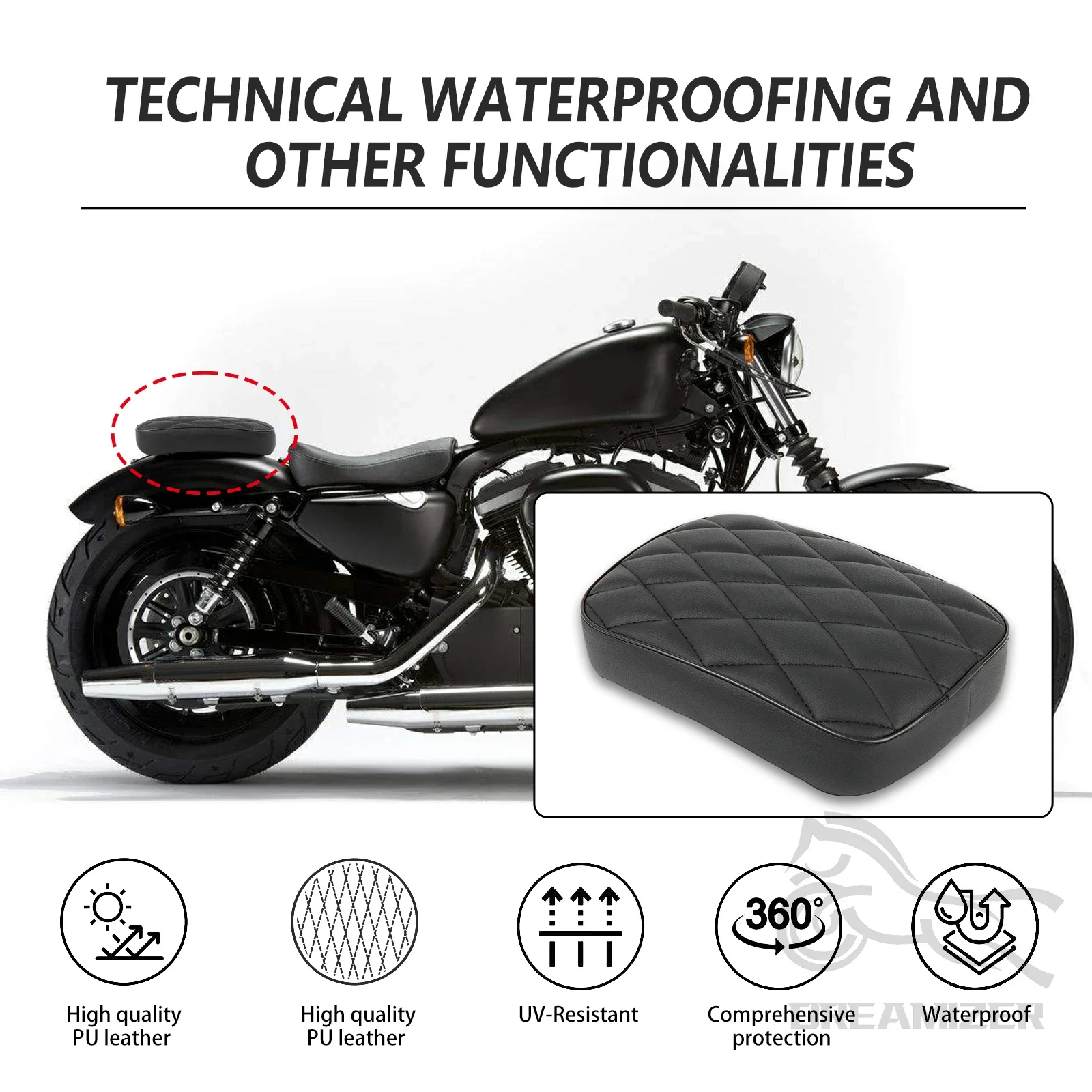 Almohadilla asiento pasajero Harley Dyna 883 con ventosas - imagen 4