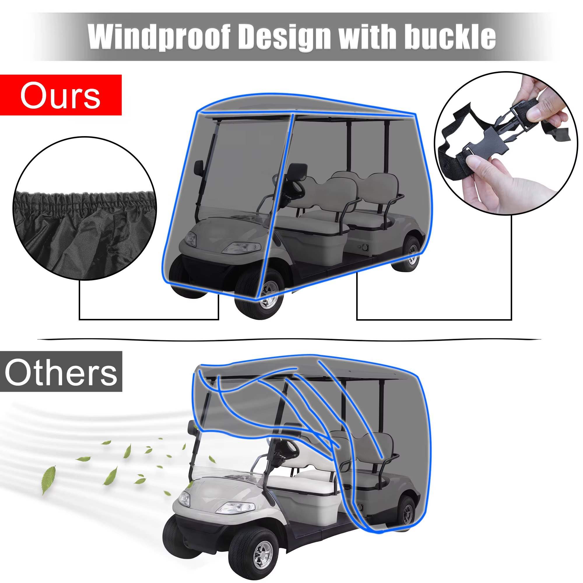 Funda AUTOHAUX impermeable 400D para carrito de golf, uso exterior - imagen 4