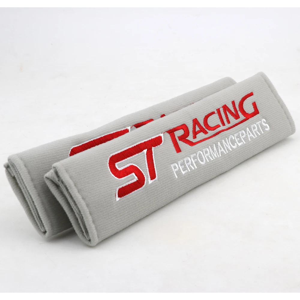 Almohadillas cinturón seguridad ST Racing – funda bordada hombro negro - imagen 3