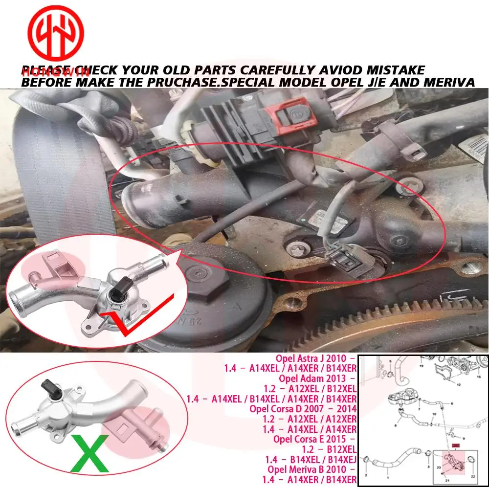 Termostato aluminio Opel Astra J Corsa D Meriva B A14XEL - imagen 4