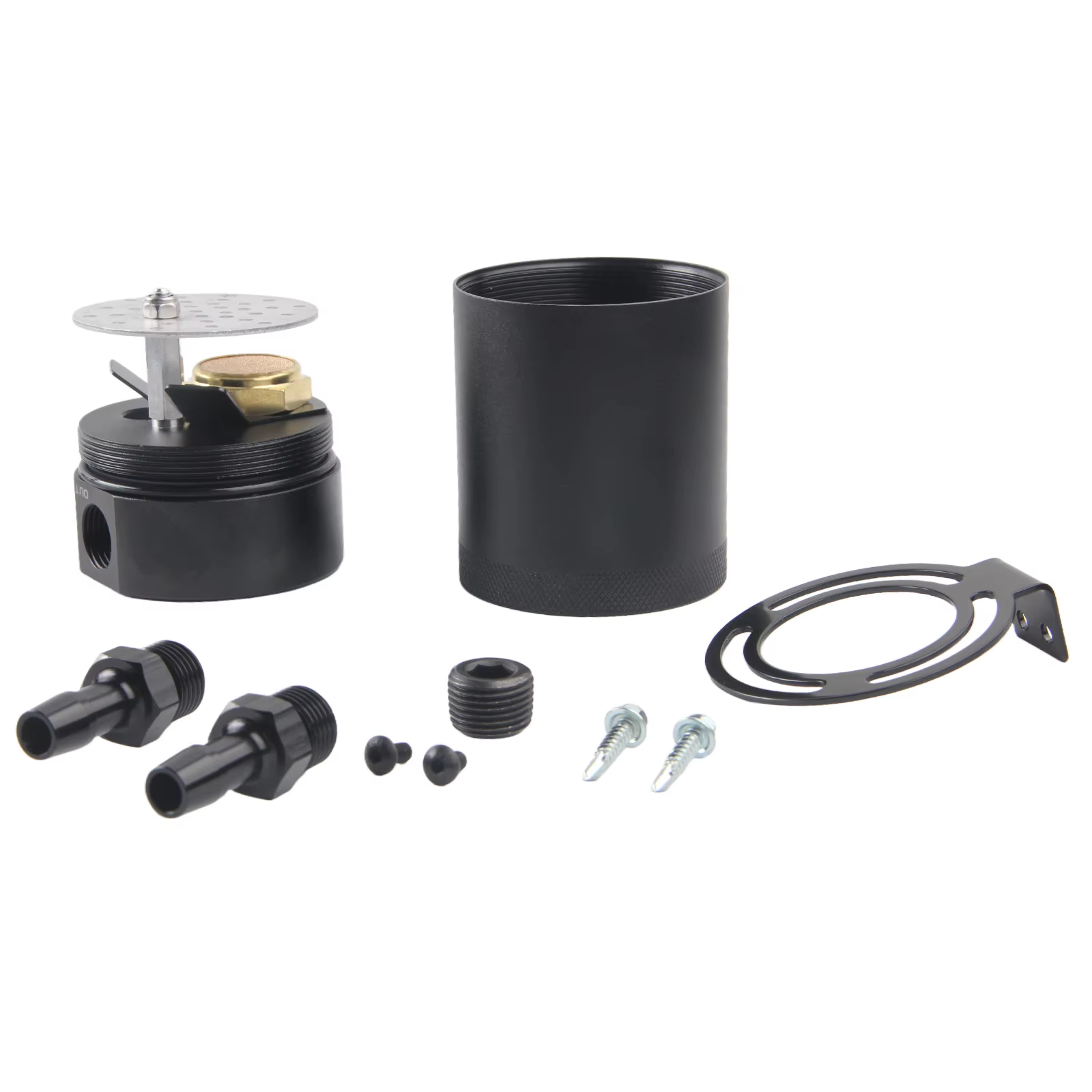 Lata de captura de aceite universal de aluminio con acabado negro