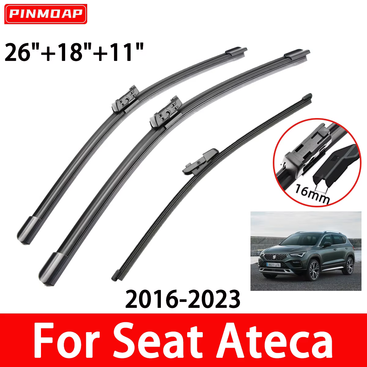 Juego de escobillas limpiaparabrisas para Seat Ateca (2016-2023)