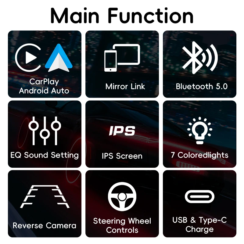 Autorradio 1 DIN Hippcron con CarPlay y Android Auto, pantalla IPS - imagen 5