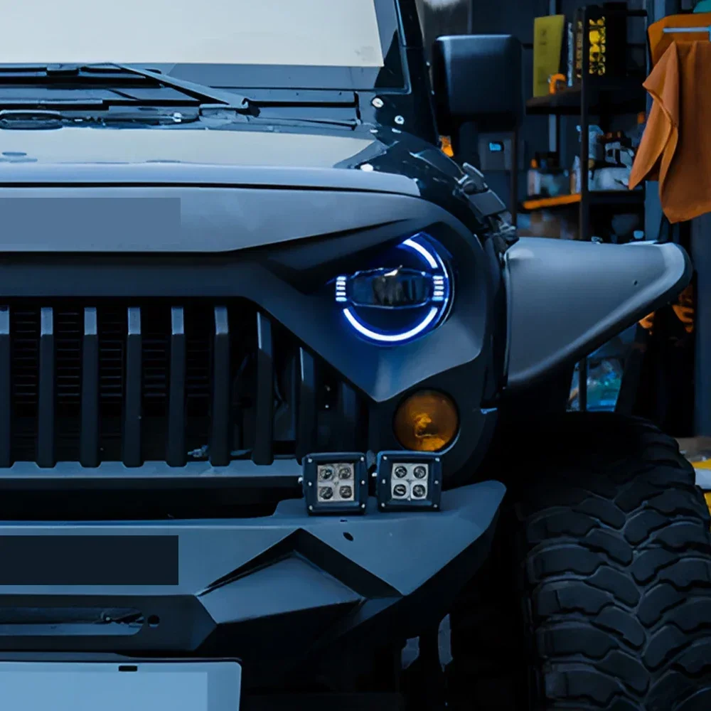 Faros LED delanteros Jeep Wrangler 2007-2017 con lente bifocal y DRL - imagen 3