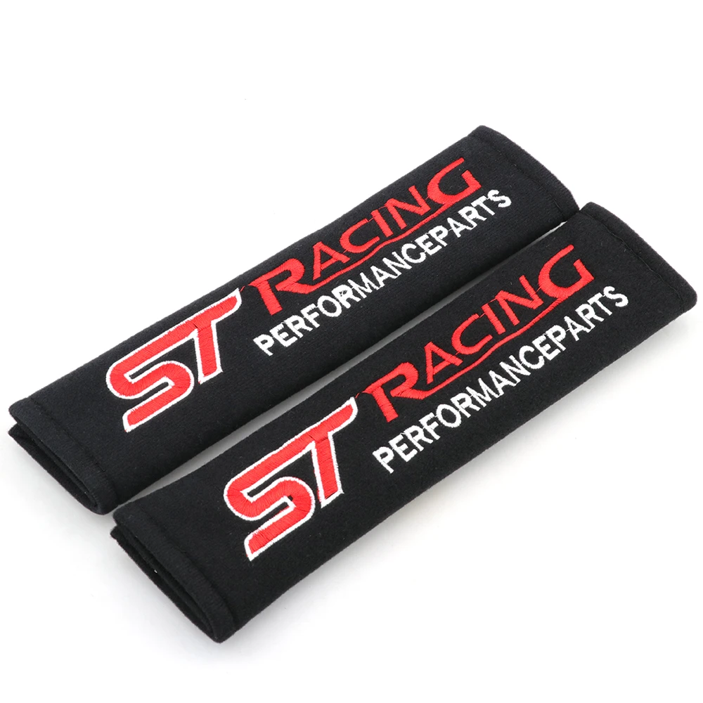 Almohadillas cinturón seguridad ST Racing – funda bordada hombro negro - imagen 4