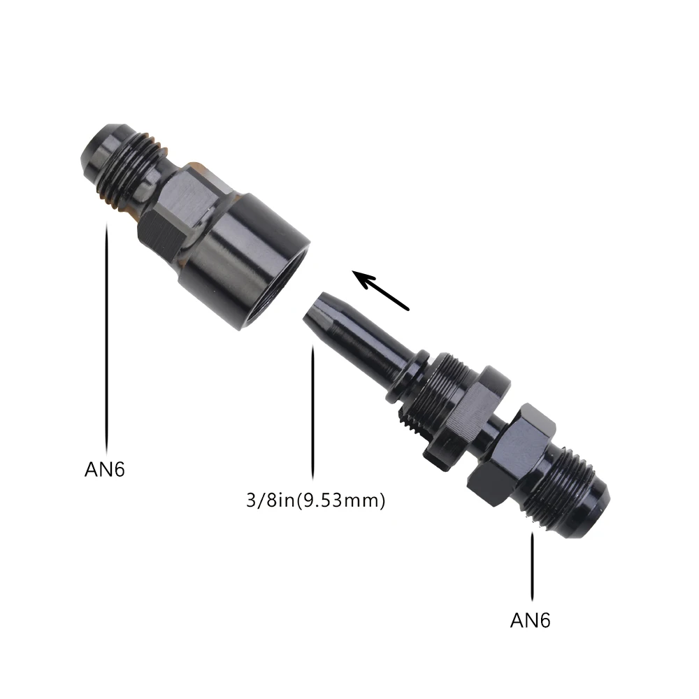 Adaptador aluminio línea combustible 5/16" hembra a AN6 macho EFI - imagen 4