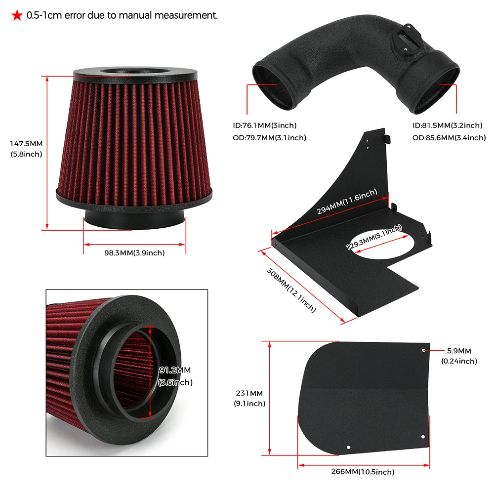 Kit de admisión de aluminio 3,5” para BMW 120i, 220i y 230i