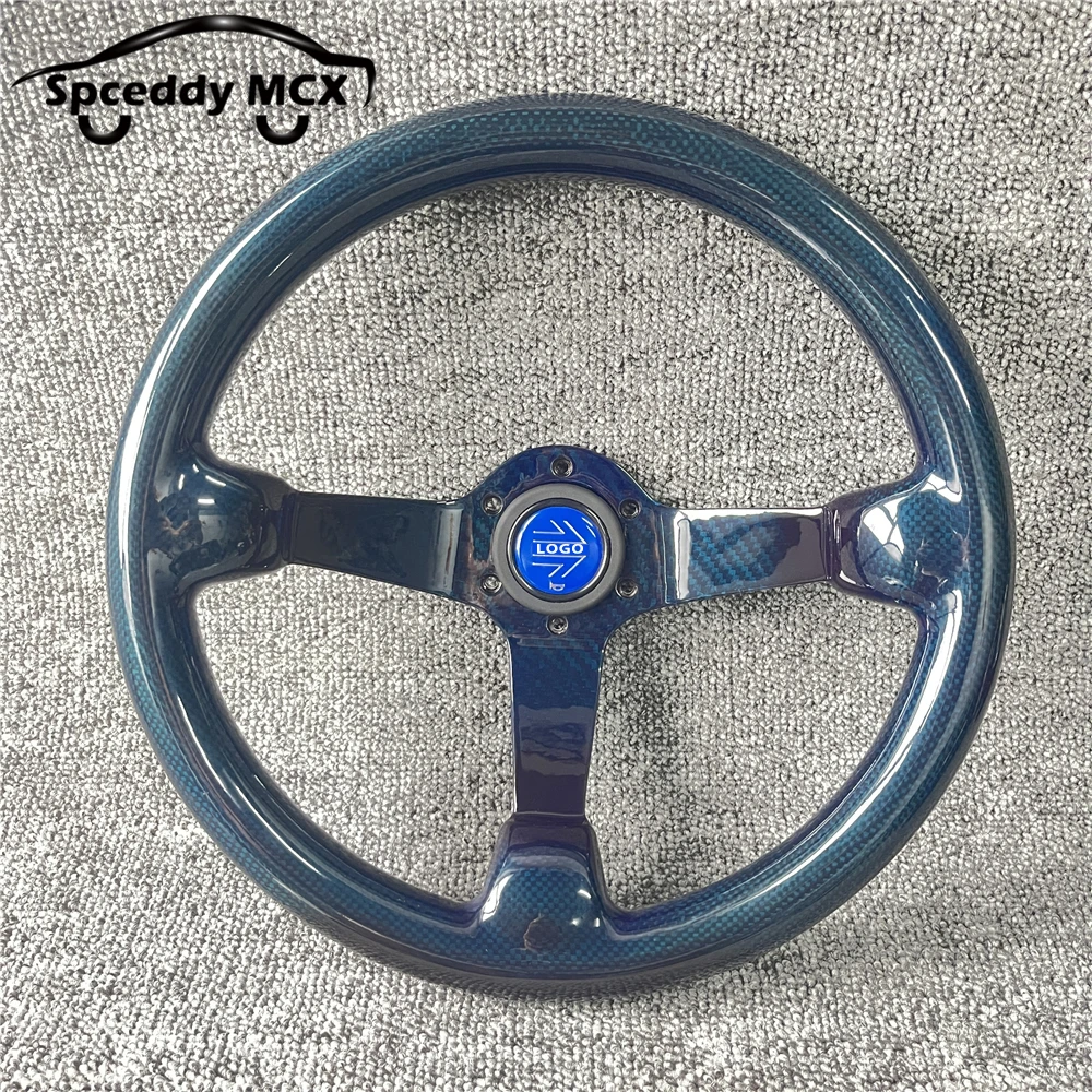 Volante universal azul de fibra de carbono Spceddy de 340 mm