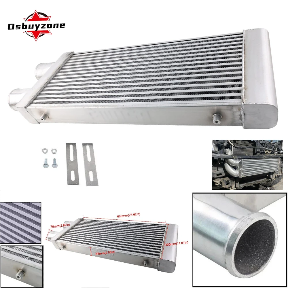 Aluminio universal 3 ''E/O 600x300x76 mismo montaje lateral Turbo Intercooler placa DIY Kit de radiador de refrigeración - imagen 2