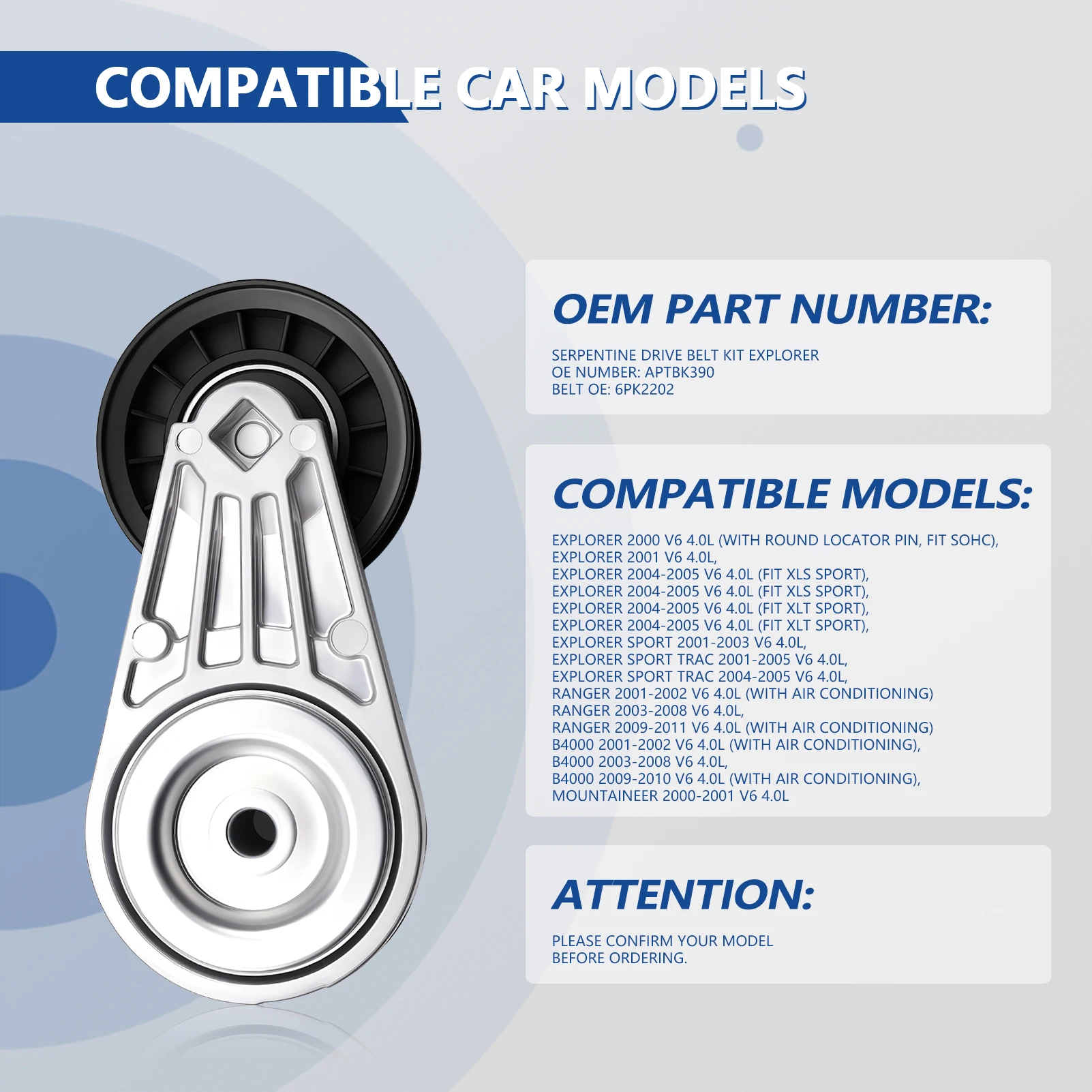 Kit correa serpentina Ford Explorer 4.0L V6 (2001-2005) - imagen 2