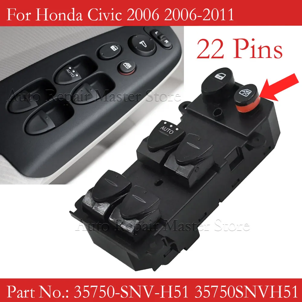 Interruptor elevalunas conductor Honda Civic 2006-2011 35750-SNV-H51