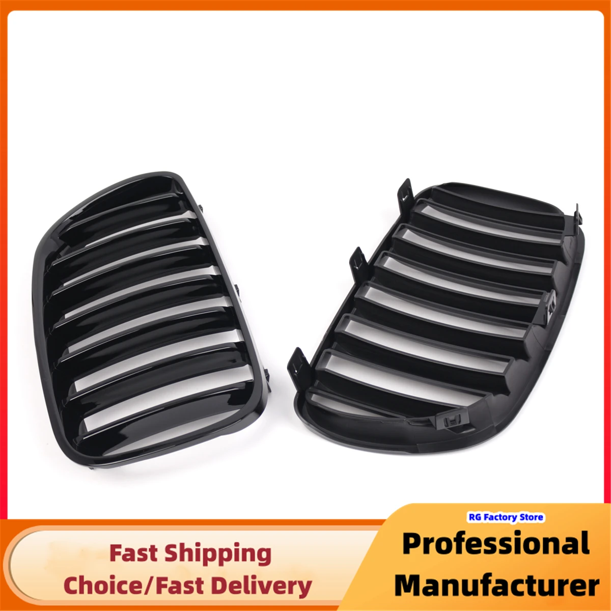 Rejilla de riñón BMW X3 E83 2007-2010 negra brillante - imagen 5