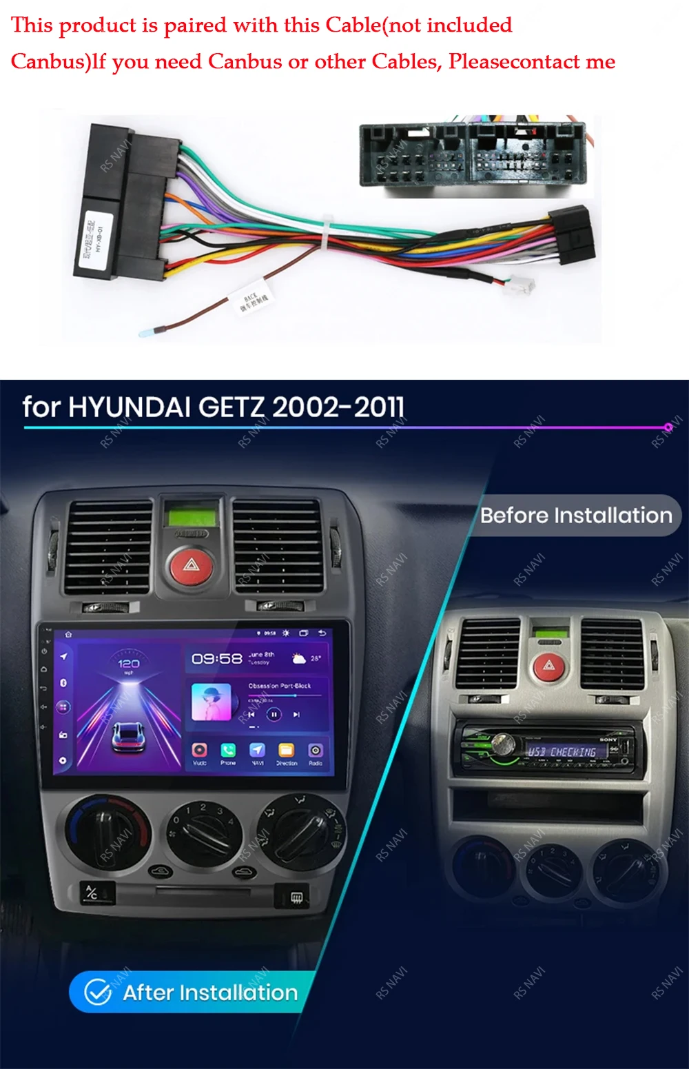 Radio Android 15 2DIN para Hyundai Getz