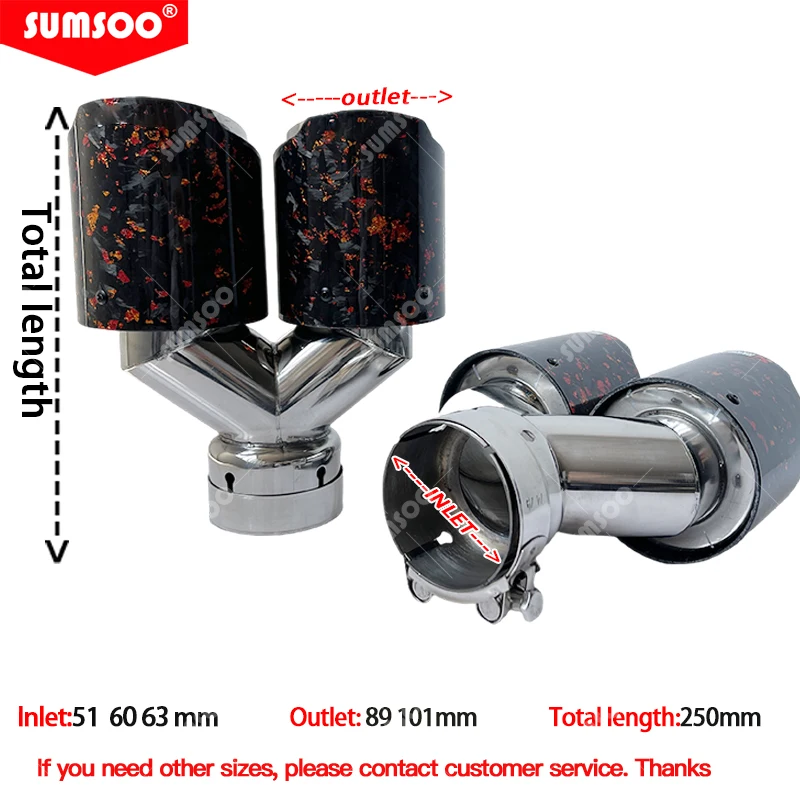 Silenciador SUMSOO sport doble salida fibra carbono acero inoxidable - imagen 3